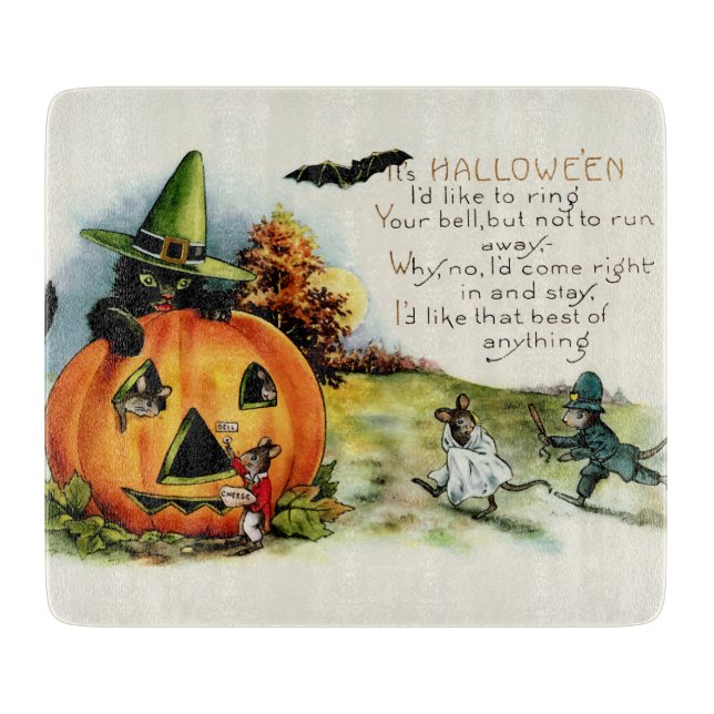 Planche À Découper Art vintage heureux de carte postale de Halloween (Devant)