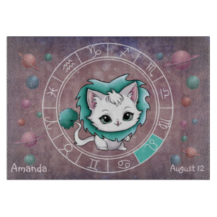 Planche À Découper Astrological Leo Cute cat Zodiac Wheel