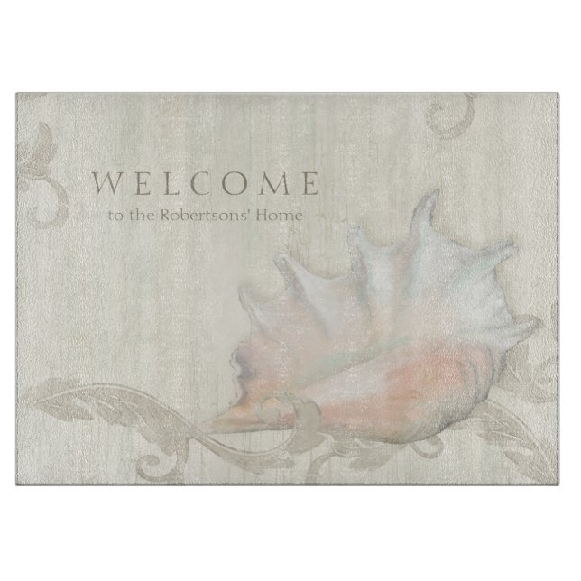 Planche À Découper Auberge de cuisine Gift Beach Seashells Conch w Wo (Devant)