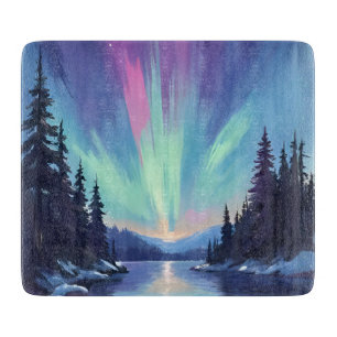 Planche À Découper Aurore Boréale Peinture aquarelle des lumières d