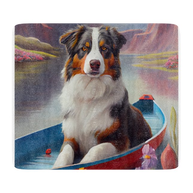 Planche À Découper Australian Shepherd on Paddle : Une aventure Pitto (Devant)