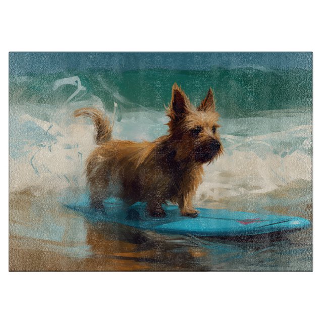 Planche À Découper Australian Terrier Beach Surfing Paining (Devant)