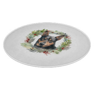 Planche À Découper Australie Kelpie Noël Wreath Festive Pup