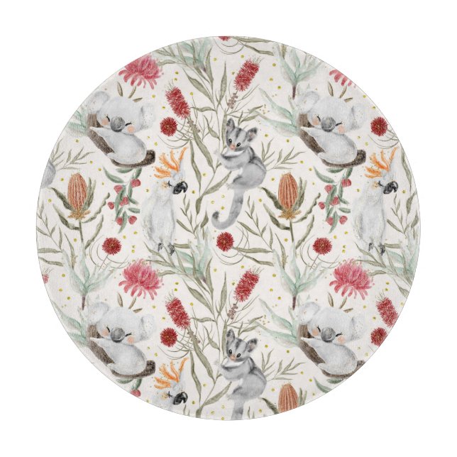 Planche À Découper Australien Koala Cockatoos Proteas Motif de la nat (Devant)