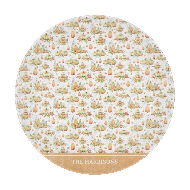 Planche À Découper Automne Citrouille Feuille Russe Fête Thanksgiving (Devant)