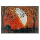 Automne, feuille, lune, grange, maison, hibou