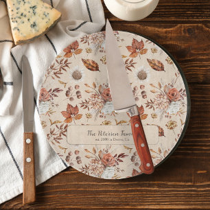 Planche À Découper Automne fleuri élégant rétro nom de famille person