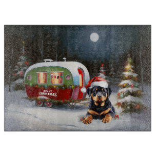 Planche À Découper Aventure de Noël de la caravane de Rottweiler d'hi