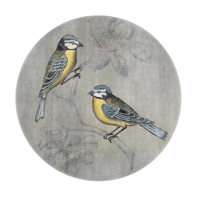 Planche À Découper Aviaire argenté | Couple d'oiseaux (Devant)