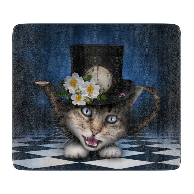 Planche À Découper Awesome Mad Hatter Teapot Chat Conception Whimsica (Devant)
