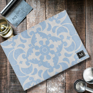 Planche À Découper Azulejos bleu portugais Monogramme méditerranéen