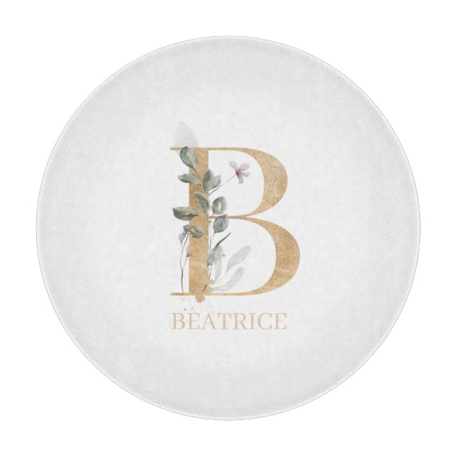 Planche À Découper B Monogramme Floral Personnalisé (Devant)