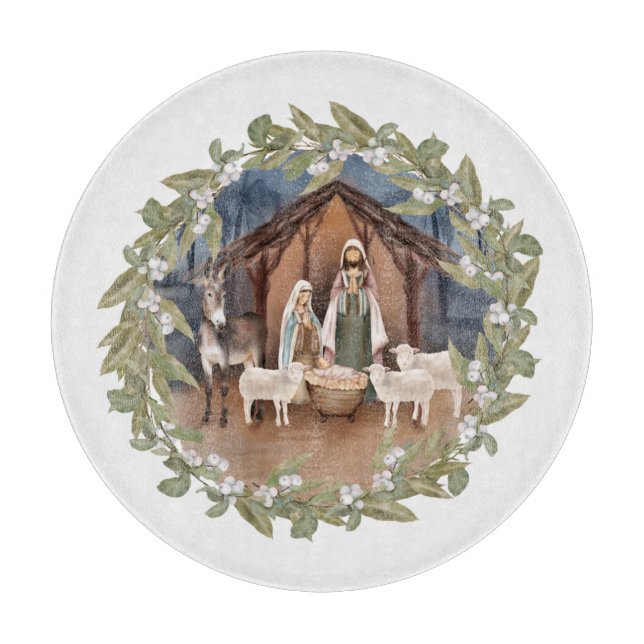 Planche À Découper Baby Jesus in the Manger Nativité Cutting Board (Devant)