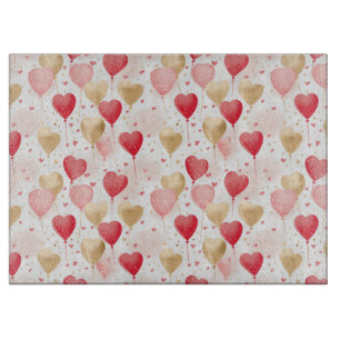 Planche À Découper Ballons de coeur rose et or de Valentine