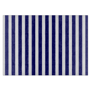 Planche À Découper Bandes de bonbons bleu et blanc marine