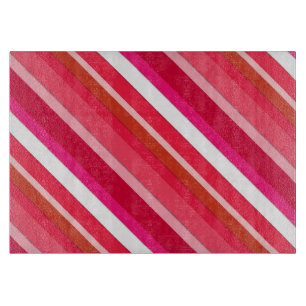 Planche À Découper Bandes de bonbons en couches - rouge, rose et blan