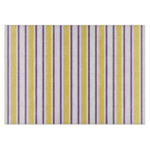Planche À Découper Bandes de bonbons jaunes, violets et blancs
