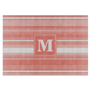 Planche À Découper Bandes de corail monogramme