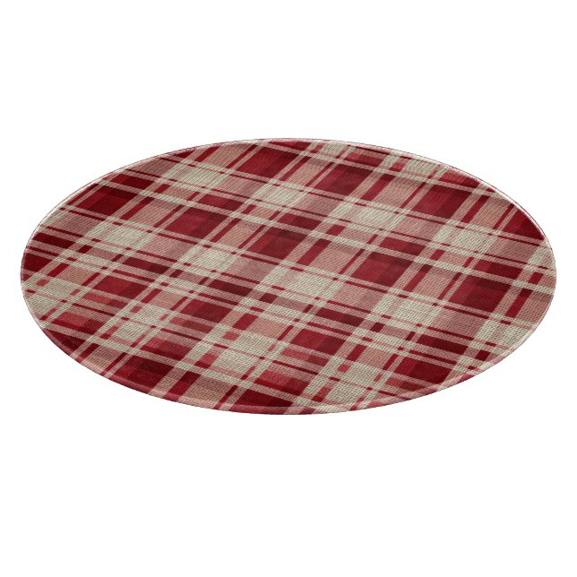 Planche À Découper Bandes Plaid Crème Rouge (Coin)