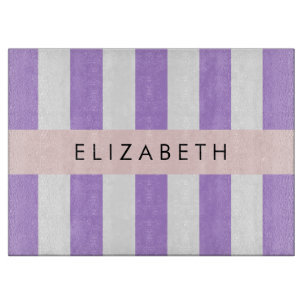 Planche À Découper Bandes Violettes, Motif Gratté, Lignes, Votre Nom