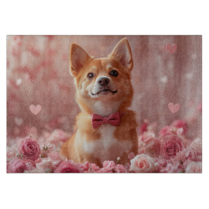 Planche À Découper Basenji avec Rose - Saint Valentin