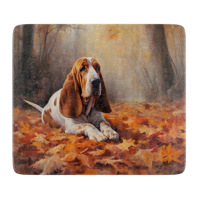 Planche À Découper Basset Hound à l'automne Leaves automne Inspire (Devant)