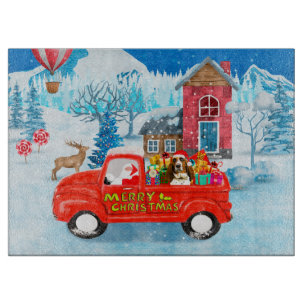 Planche À Découper Basset Hound Dog dans la livraison de Noël Camion