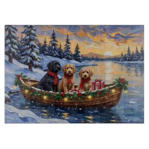 Planche À Découper Bateau de Noël Bernedoodle pour les Fêtes