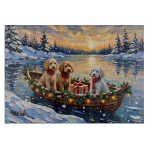 Planche À Découper Bateau de Noël de Caniche Fêtes