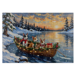 Planche À Découper Bateau de Noël de Rat Terrier pour les Fêtes