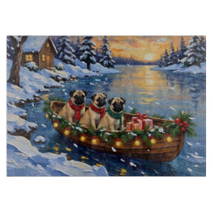 Planche À Découper Bateau de Noël Pug Fêtes