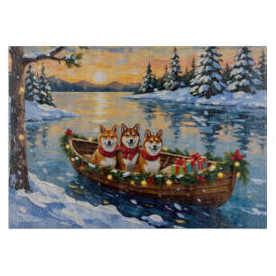 Planche À Découper Bateau de Noël Shiba Inu Vacances