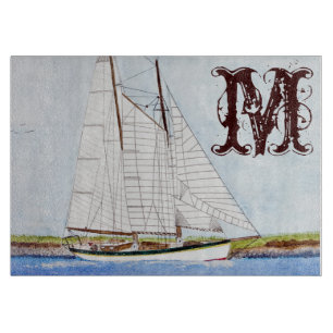 Planche À Découper Bateau nautique Monogramme Planche de coupe en ver