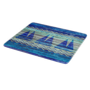 Planche À Découper Bateaux à voiles à décor bleu marine