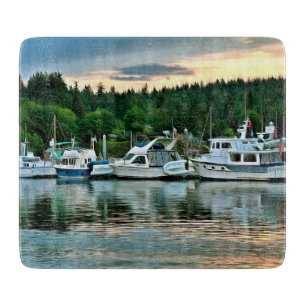 Planche À Découper Bateaux au coucher du soleil sur l'île Bainbridge