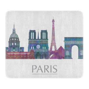 Planche À Découper Bâtiments couleur Paris Skyline