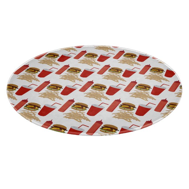 Planche À Découper BBQ Motif Burger Fast Food (Coin)