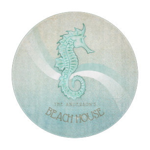 Planche À Découper Beach House Seahorse Aqua Blue ID623