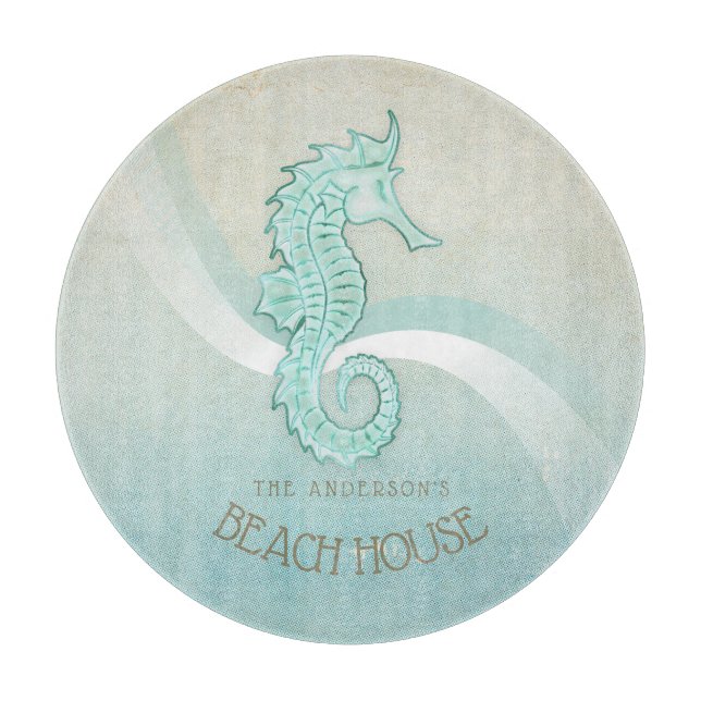 Planche À Découper Beach House Seahorse Aqua Blue ID623 (Devant)