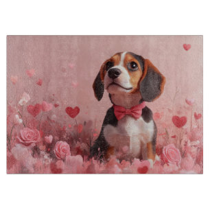 Planche À Découper Beagle avec Rose - Saint Valentin