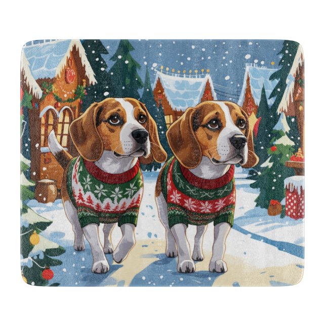 Planche À Découper Beagle Dogs Christmas Snow Holiday (Devant)