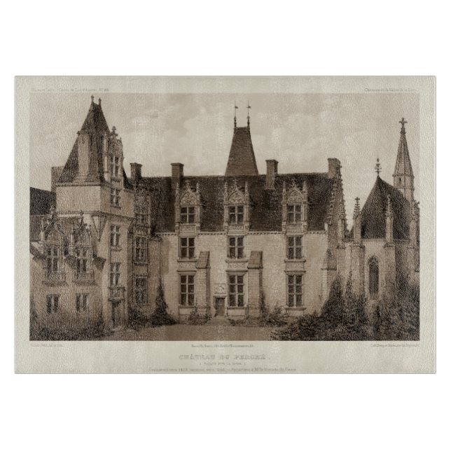 Planche À Découper Beau Château français à Sepia Tones (Devant)
