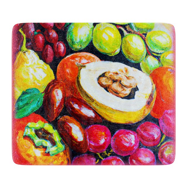 Planche À Découper Beau Mélange de peinture de fruits de raisin. Comm (Devant)