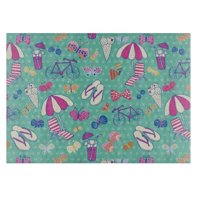 Planche À Découper Beau motif avec des éléments d'été (Devant)