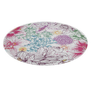 Planche À Découper Beau motif avec les fleurs colorées