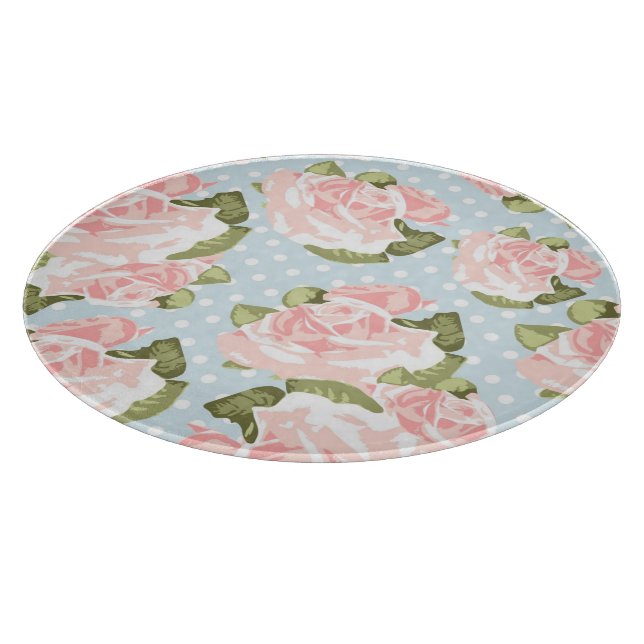 Planche À Découper Beau motif de rose avec le pois bleu (Coin)