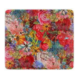 Planche À Découper Beau motif floral Abstrait coloré brillant