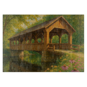Planche À Découper Beau pont couvert d'été art
