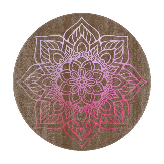 Planche À Découper Beau rose Brown Boho Mandala (Devant)