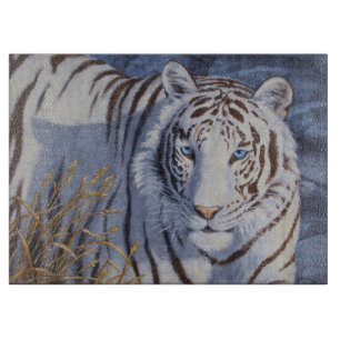 Planche À Découper Beau tigre blanc aux yeux bleu cristal